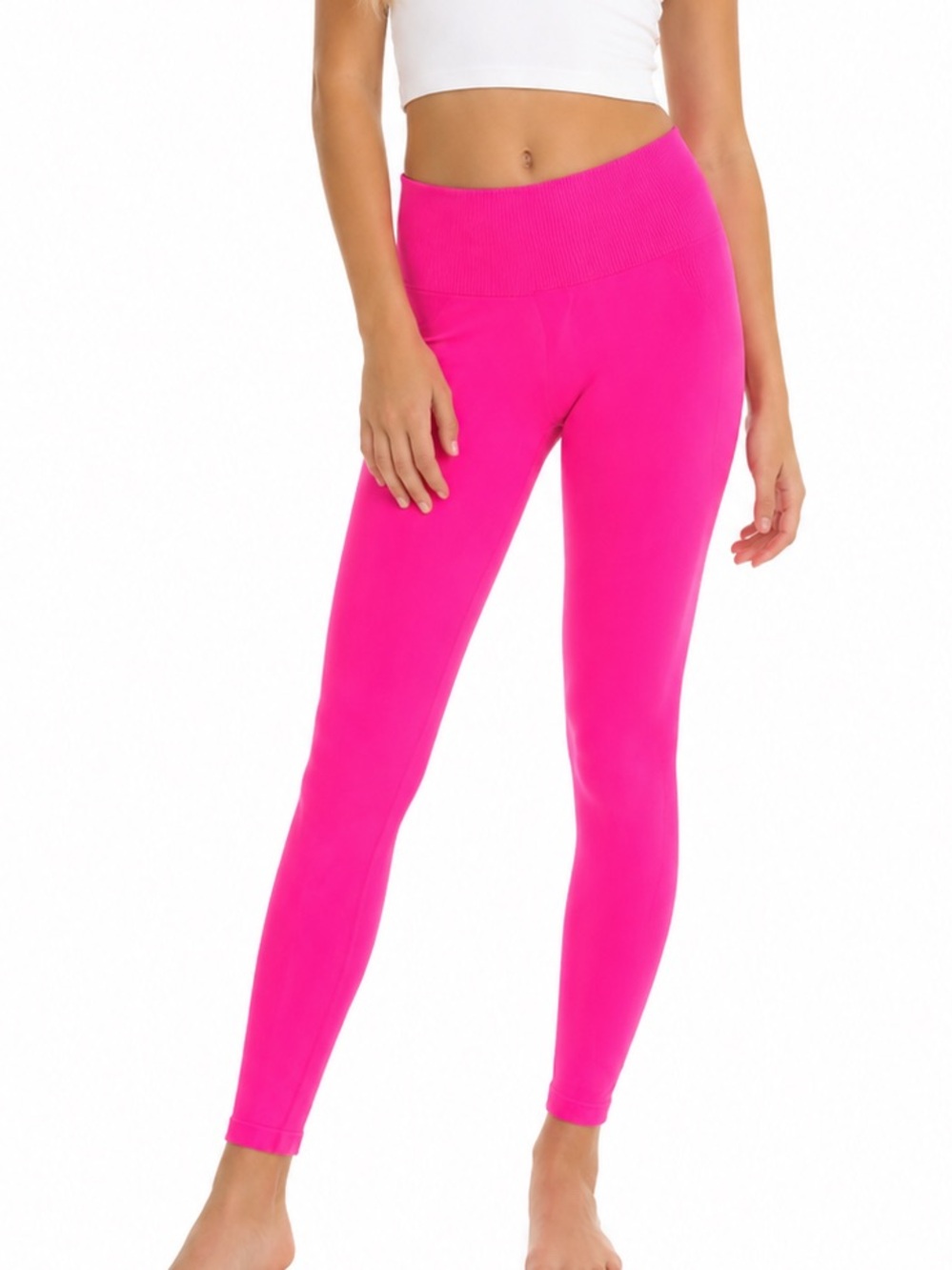 β‘οΈOLD NAVY NWT Neon Barbie Pink Seamless Go-Dry Active Leggings Youth XL 14-16